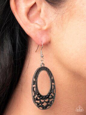 Paparazzi Jewelry Accessories - Colorfully Moon Child - Black Earrings - Vintage